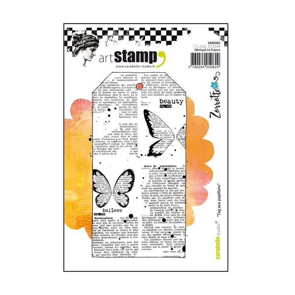 Carabelle Studio - stamp A6 tag aux papillons (SA60265)