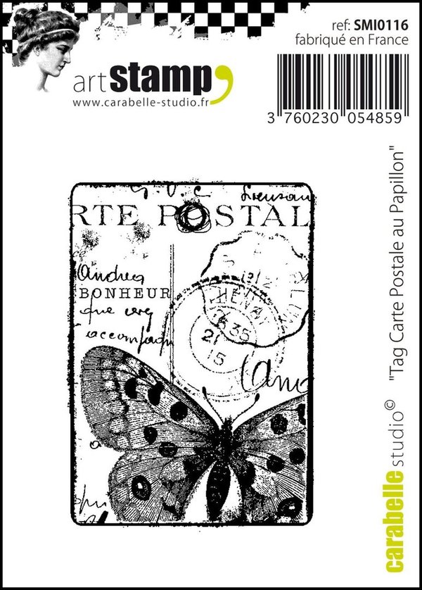 Carabelle Studio stamp tag carte postale au papillon (SMI0116)