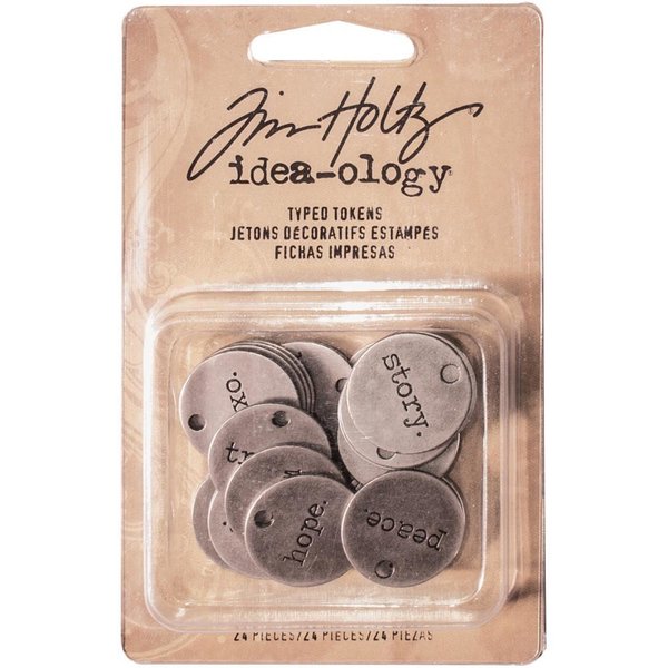 Tim Holtz Metal Typed Tokens Antique Silver Words (TH93203)