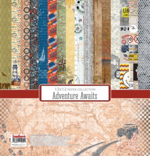 Scrapberry's:  Adventure Awaits Paper Collection Set 12*12 (16 sheets) (SCB220610500X)