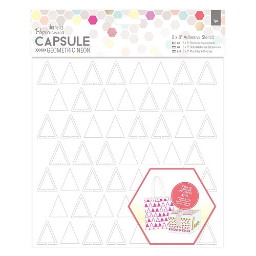 Papermania Capsule - Geometric Neon - 8 x 8 Adhesive Stencil (1pc) - Triangles (PMA 503271)