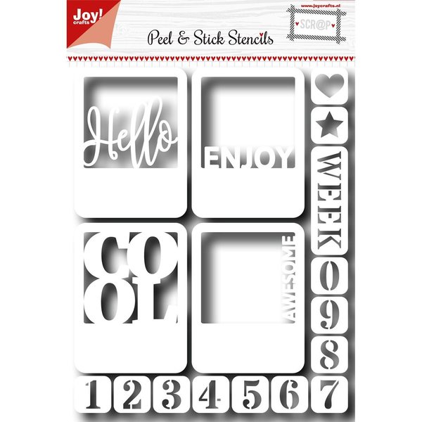 Joy!Crafts - Noor!Design Joy!Crafts peel & stick stencils "hello" en nummers (6013/2001)