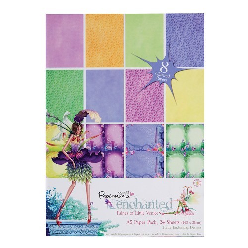 Docrafts: Enchanted Fairies A5 Glitter Paper Pack (24Pk) (PMA 160116)