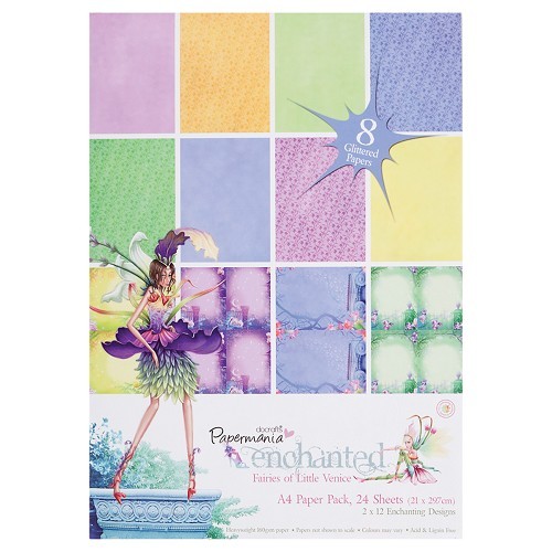 Docrafts - Enchanted Fairies A4 Glitter Paper Pack (24Pk) (PMA 160115)