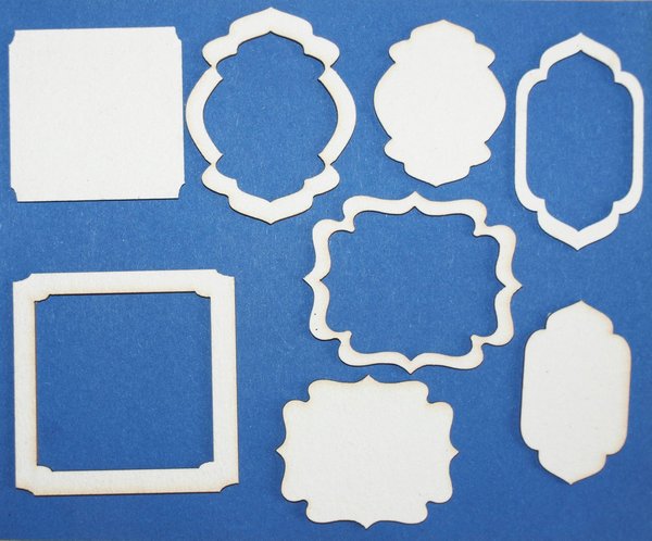 Frames en tags 4-5 cm (1), 1,5 mm dik chipboard 2 x 4 stuks