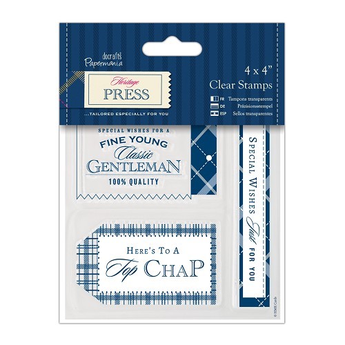 Docrafts: Heritage Press 4 x 4 Clear Stamps (3pcs)- Top Chap