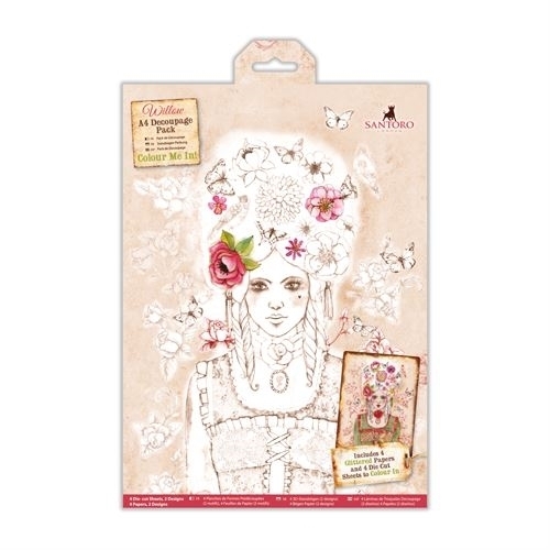Willow: Colour Me In A4 Decoupage Pack - Santoro (WIL 169000)