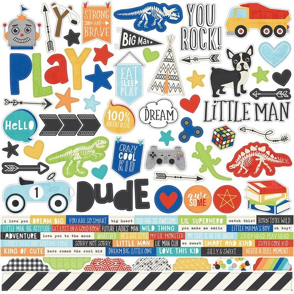 Simple Stories: Lil' Dude Cardstock Stickers 12"X12" (LIL10225)