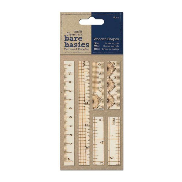 Papermania - Bare Basics Wooden Ruler Style Shapes (6pcs) (PMA 174602)