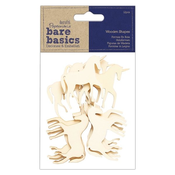 Papermania - Bare Basics Wooden Shapes Unicorn (12pcs) (PMA 174522)