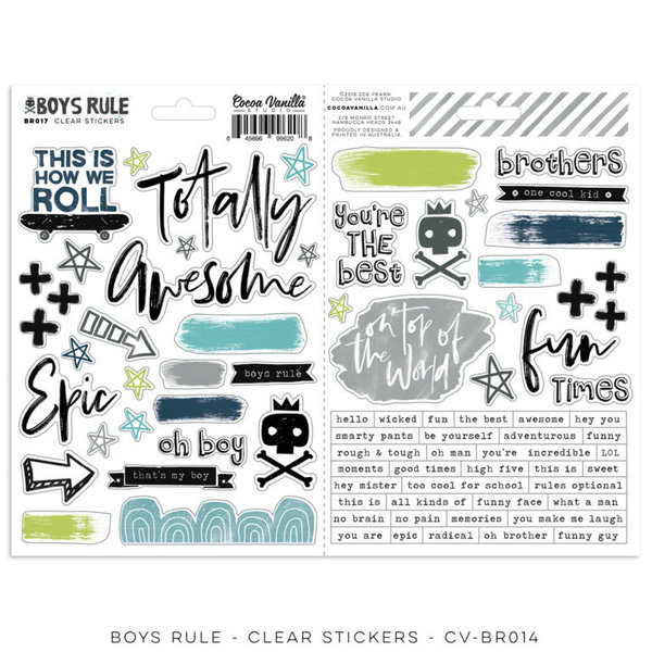 Cocoa Vanilla BOYS RULE - Clear Stickers (CV-BR014)