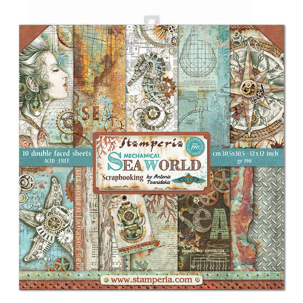 Stamperia - Mechanical Seaworld 12x12 Inch Paper Pack (SBBL64)
