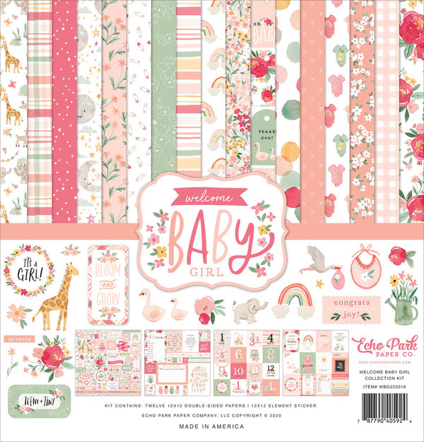 Echo Park Welcome Baby Girl 12x12 Inch Collection Kit (WBG233016)