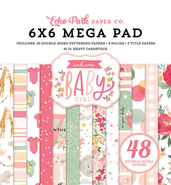 Echo Park Welcome Baby Girl 6X6 Inch Cardmakers Mega Pad (WBG233031)