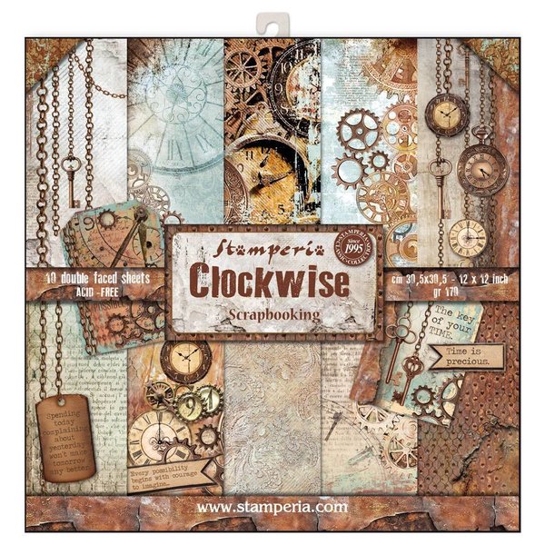 Stamperia Clockwise 12x12 Inch Paper Pack (SBBL39)