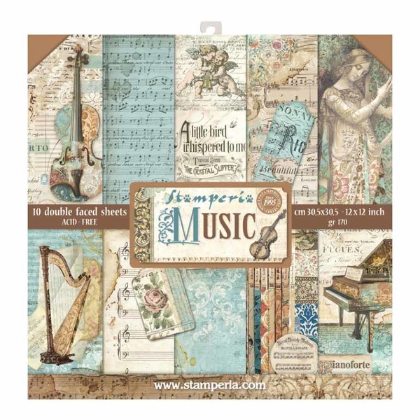 Stamperia Music 12x12 Inch Paper Pack (SBBL48)