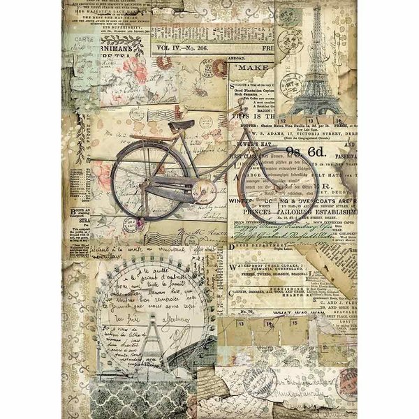 Stamperia - Rice Paper A4 Bicycle (1 pcs) (DFSA4458)