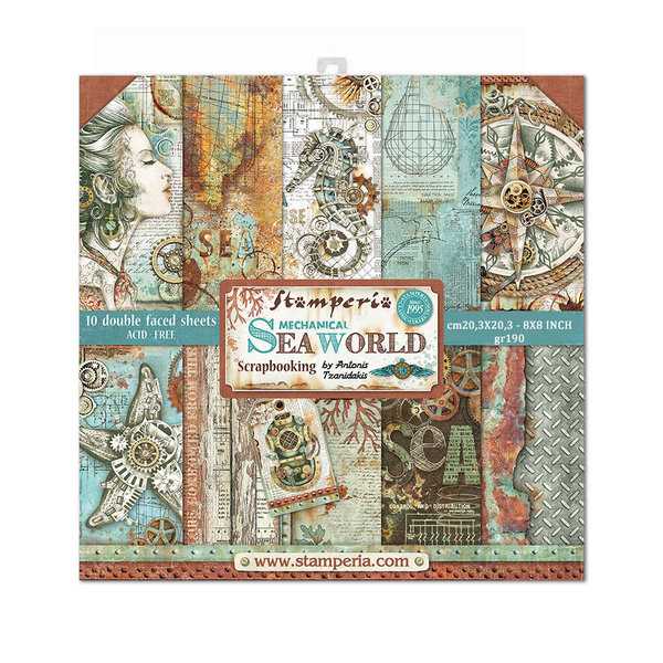Stamperia - Mechanical Seaworld 8x8 Inch Paper Pack (SBBS13)
