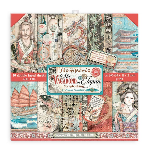 Stamperia - Sir Vagabond in Japan 12x12 Inch Paper Pack (SBBL95)