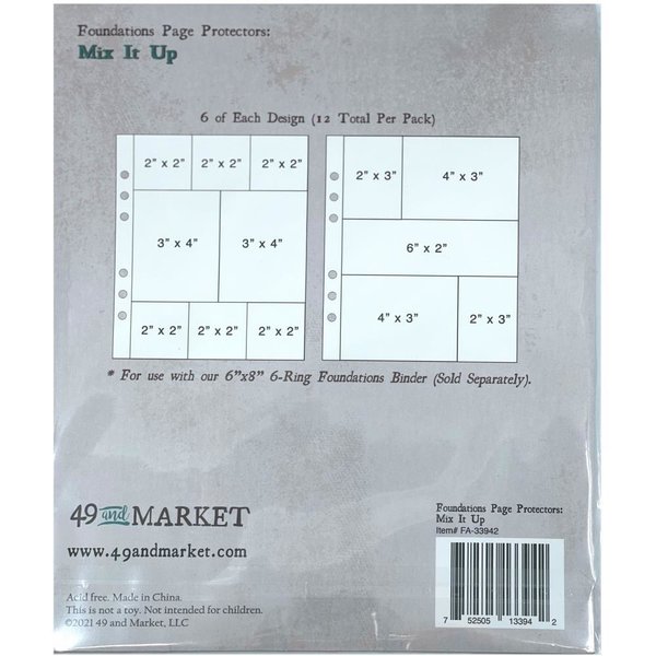 49 And Market Mix It Up Foundations Page Protectors 6"X8" 12/Pkg (FA33942)