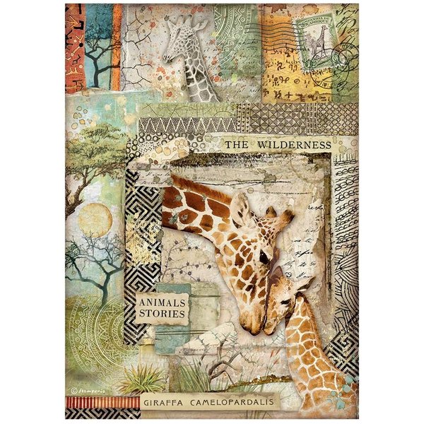 Stamperia - Rice Paper A4 Savana Giraffe (1 pcs) (DFSA4685)